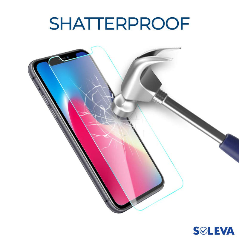 SOLEVA Screen Protector Compatible with iPhone 12 Pro Max 6.7-inch 0.33mm Tempered Glass with Optimal Clarity, Anti-Scratch, Anti-Fingerprint, Easy Installation, Works with Most Case, 3-pack Clear