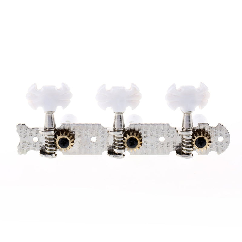 Musiclily Pro 3 on a Plate Classical Guitar Machine Heads Tuning Pegs Keys Tuners Set, Butterfly Button Nickel