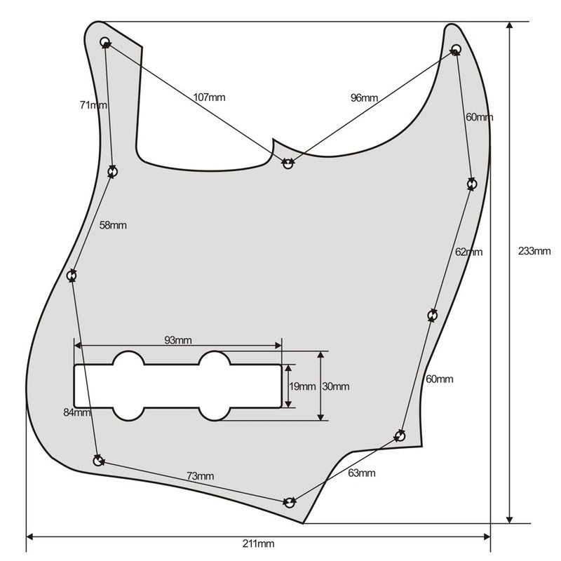 FLEOR 10 Hole Jazz Bass Pickguard 3Ply Scratch Plate without Truss Rod Notch for Fender Standard 4 String Model Jazz Bass Guitar, White