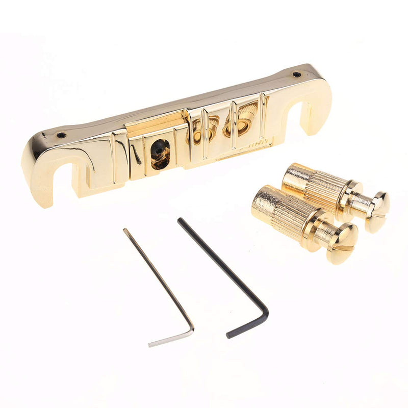 Wilkinson GTB Adjustable Intonated Wraparound Bridge Tailpiece for Les Paul Style Electric Guitar, Gold