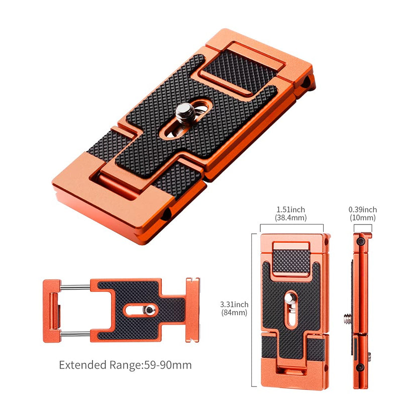 K&F Concept Aluminum Alloy Quick Release Plate with 1/4 Inch Screw for Camera, Cage, Cellphone etc （Orange） Orange