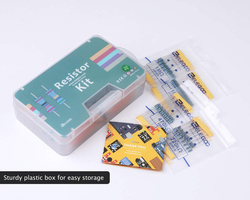 ELEGOO 17 Values 1% Resistor Kit Assortment, 0 Ohm-1M Ohm (Pack of 525) RoHS Compliant