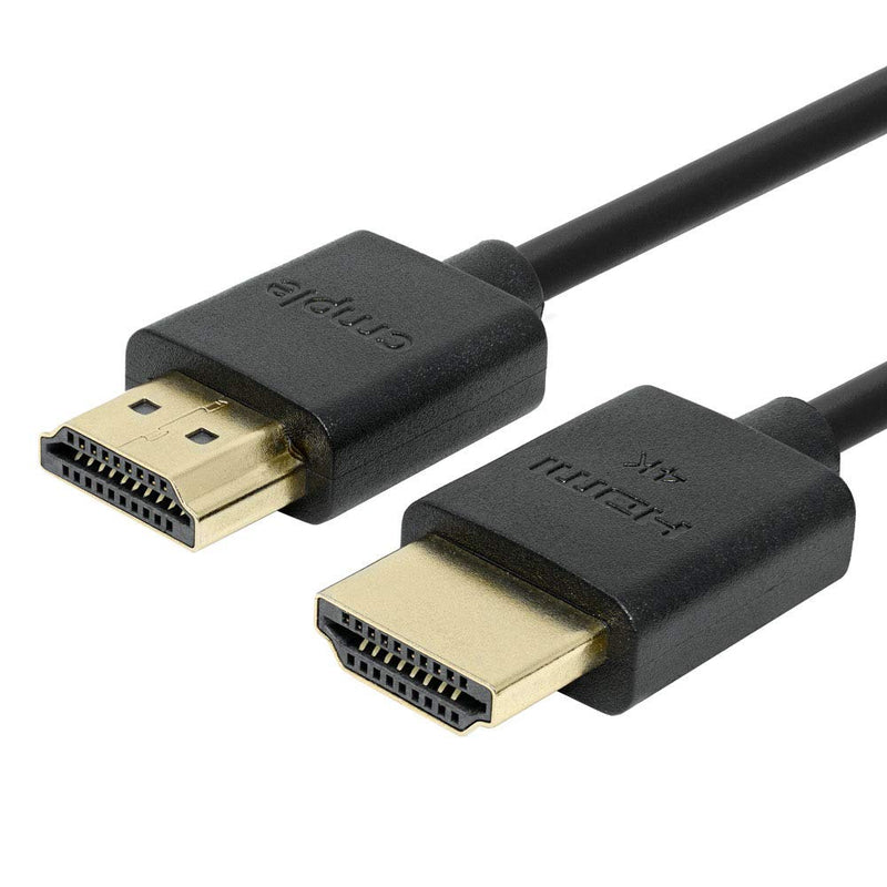 Cmple - 30AWG High Speed HDMI Cable 1.5FT HDMI 2.0 Ready - 3D Ethernet/ARC, Gold Plated Connectors - 1.5 Feet Black