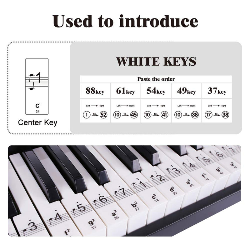 Piano stickers Removable Keyboard Stickers for 88/61/54/49 Key Large Bold Letter Scale Stickers for beginners Thinner Material and Transparent