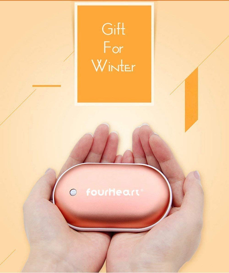 Fourheart Rechargeable Hand Warmers,Double-Side Heating Gift for Raynauds Arthritic Sufferers Pain Relief, Ski, Hunting, Hiking, Winter Gifts Rose Gold