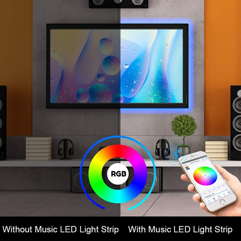 [AUSTRALIA] - INDARUN Bluetooth RGB LED Strip Lights 16.4ft 5M Flexible Tape Lights Dimmable Color Changing SMD 5050 150LEDs Strip Lights Kit with 12V Plug Adapter for Home Bedroom Party 1 Pack 