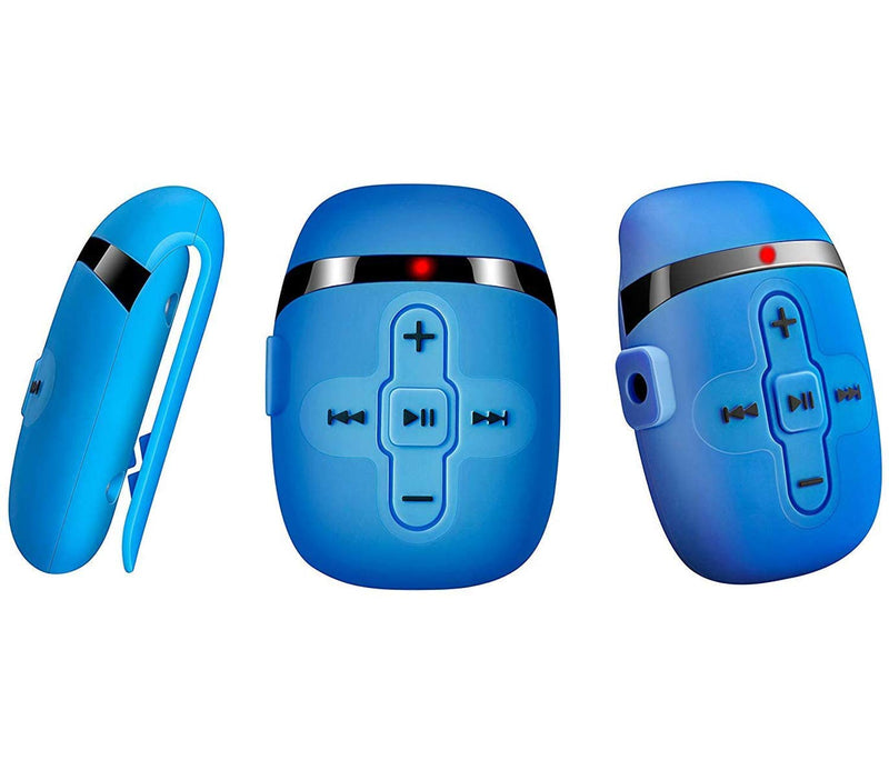 Sewobye Waterproof MP3 Player for Swimming, Waterproof Headphones with Short Cord, mp3 Waterproof Swimming Underwater 3 Meter, Shuffle Feature (Blue) Blue