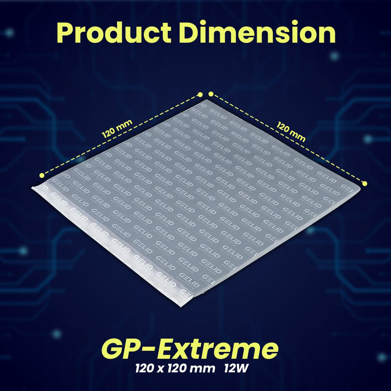 Gelid Solutions GP-Extreme 12W-Thermal Pad 120x120 Excellent Heat Conduction, Ideal Gap Filler. Easy Installation (120x120x2.0) 120x120x2.0