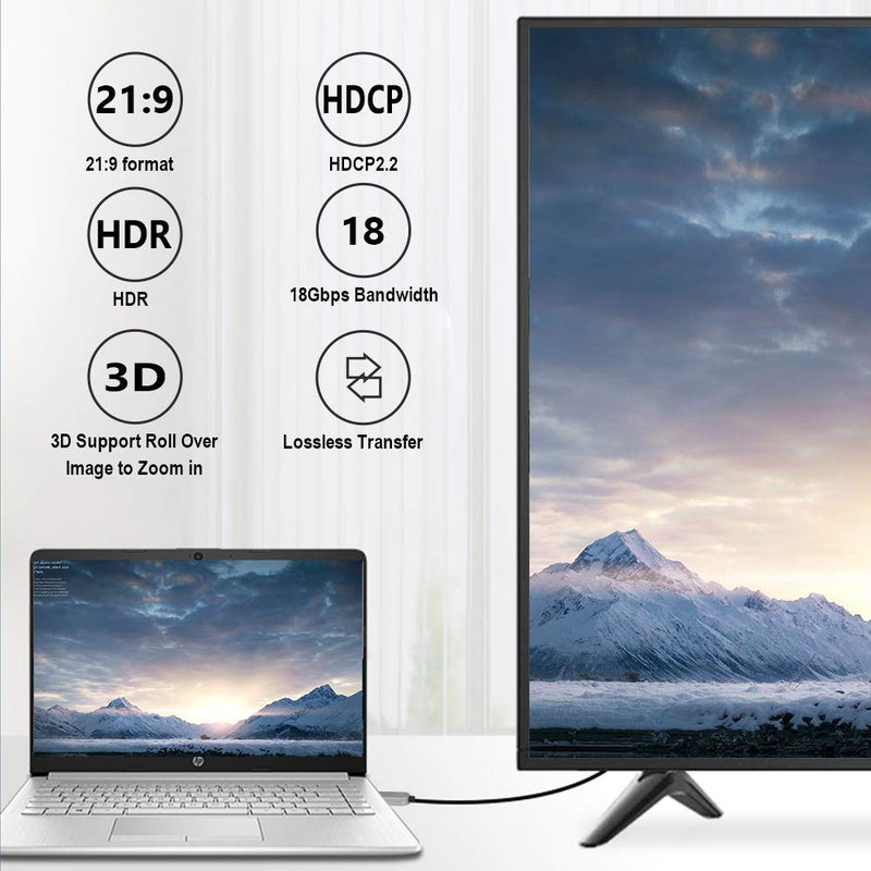 FeizLink 4K HDMI Fiber Optic Cable 6ft High Speed 18Gbps HDMI 2.0 4K 60Hz ARC HDR10 HDCP2.2 YUV4:4:4 Thin Slim Flexible HDMI Acive Optic Cable Fiber 6FT