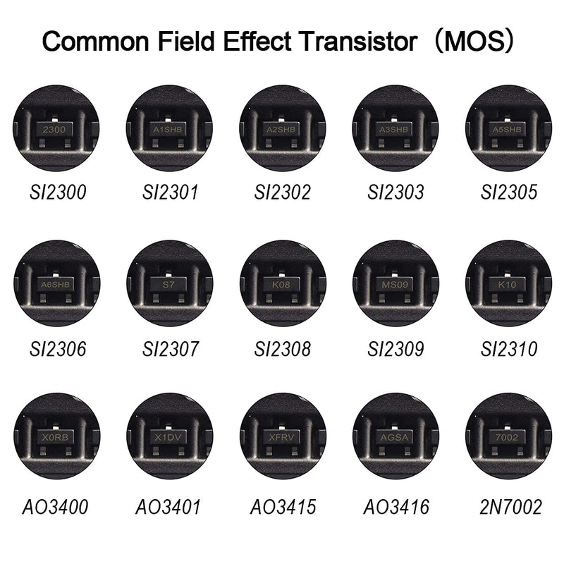 KOKISO 50 Values 500 Pcs Sample Box [15 Values 150 Pcs SMD diode,20 Values 200 Pcs SMD Transistor, 15 Values 150 Pcs SMD MOS] SMD Chip Transistor Assortment Kit