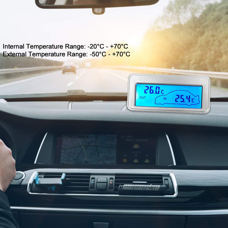 Car Thermometer Inside Outside, Digital 12V LCD Display Indoor Outdoor Sensitivity Thermometer Temperature Meter