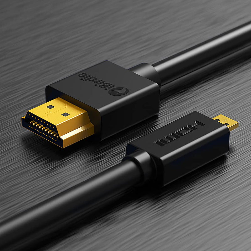 Micro HDMI to HDMI Cable 6 Feet - High Speed 18Gbps Support 4K60 HDR ARC Compatible with GoPro Hero 7 6 5 4, Raspberry Pi 4, Sony A6000 A6300 Camera, Nikon B500, Lenovo Yoga 3 Pro, Yoga 710