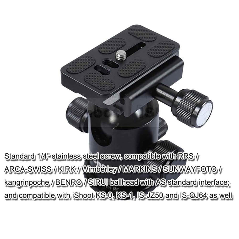 iShoot 70mm Camera Quick Release Plate QS-70 with 1/4" Screw Compatible with Arca-Swiss Fit Tripod Ball Head Panning Head Panorama Head Panoramic Head Clamp
