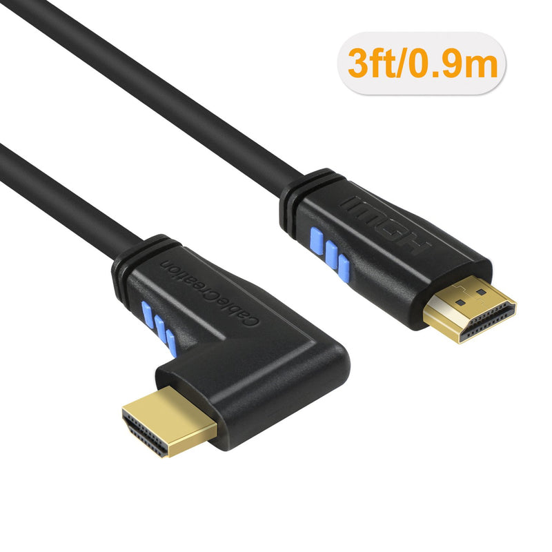 [AUSTRALIA] - HDMI Cable, CableCreation 3 Feet Right Angle 270 Degree Vertical Right 4K HDMI 2.0 Cable, Support 4K Ultra HD, 3D Video, Ethernet, Audio Return Channel, Black 3ft 