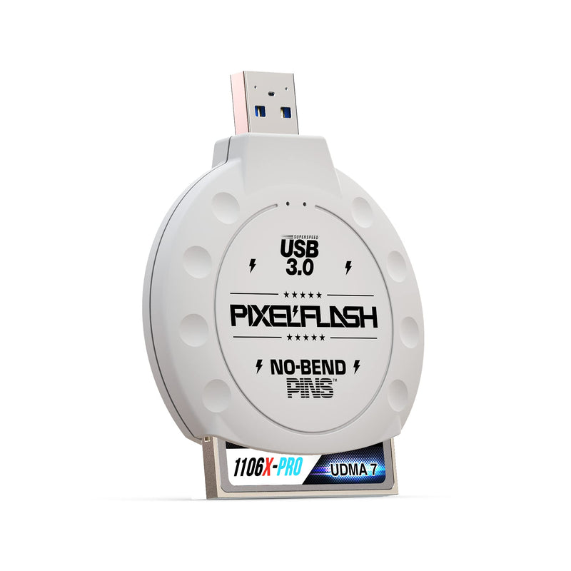 PixelFlash No-Bend Pins USB 3 CF Card Reader Tactical SuperSpeed Compact Flash Adapter [American Brand] - White (SD ー 1289) Classic