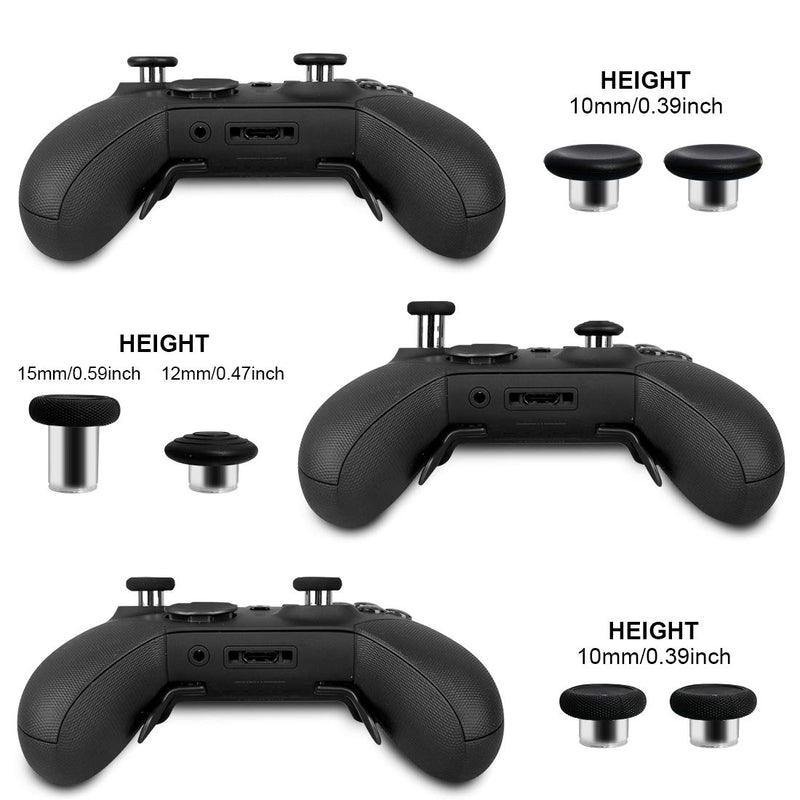 6 in 1 Elite Series 2(Model 1797) Metal Mod Swap Thumbsticks Joysticks, Magnetic Analog Stick Grips Replacement Parts for Xbox One Elite Controller Series 2 (Black)