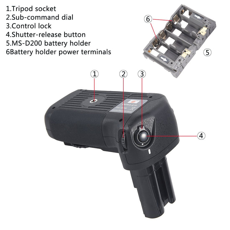 DSTE Replacement for Pro MB-D200 Vertical Battery Grip + 2X EN-EL3E Compatible Nikon D200 Compatible Fujifilm S5 SLR Digital Camera
