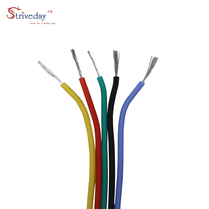 Striveday™ 30 AWG Flexible Silicone Wire Electric Wire 30 Gauge Coper Hook Up Wire 300V Cables Electronic Stranded Wire Cable Electrics DIY Box-1 30AWG Silicone wire Box1=Red+Blue+Green+Yellow+Black