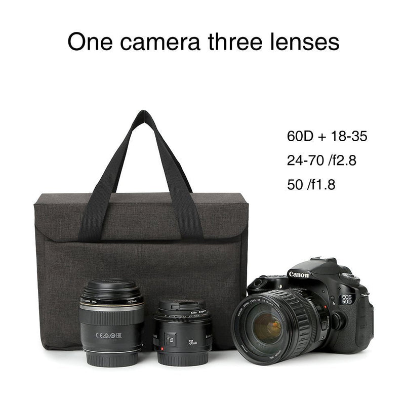 BAIGIO Camera Insert Bag Inner Case High-Capacity Shockproof and Waterproof DSLR SLR Camera Small Inner Bag Foldable Protective Bag Inner Camera Organizer with Handle (Black 1) Black