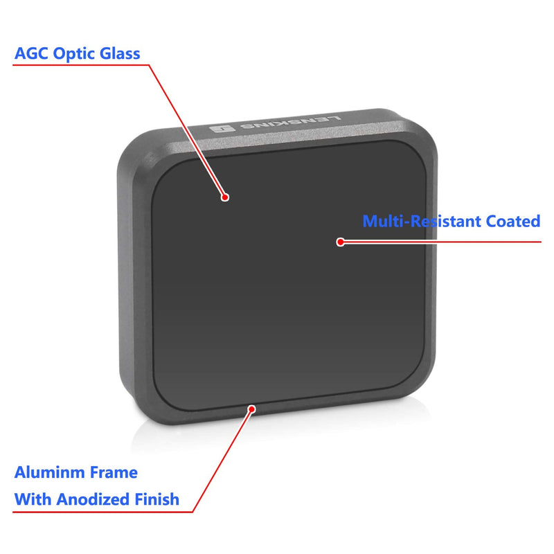 [AUSTRALIA] - LENSKINS MRC ND16 Filter for GoPro Hero 5 Black, Hero 6 Black, Hero 7 Black, AGC Optics Glass, 18-Layer Multi-Resistant Coating Neutral Density Filter, Snug Fit GoPro Lens Filter with Lens Cloth 