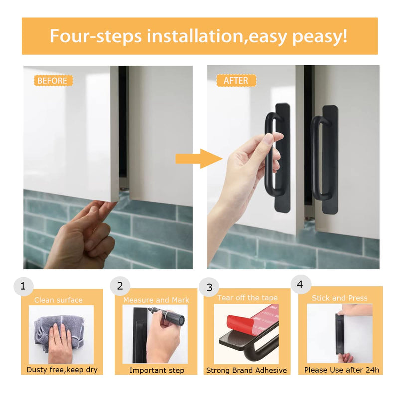 Skyscraper Self-Stick Instant Kitchen Cabinet Bathroom Drawer Closet Door Handle Pulls 2pcs/Set (133mm, Silver) 133 mm