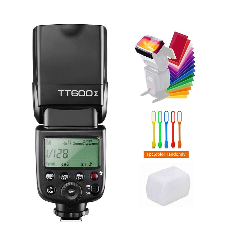 GODOX TT600S Camera Flash Speedlite Master Slave Off GN60 Built-in 2.4G Wireless X System Transmission Compatible for Sony Cameras with USB LED & Filters & Diffuser
