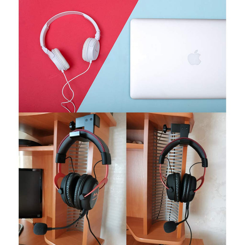 Desktop Headphones Headset Holder Mount Hook Stand, Foldable Under Desk Earphone Holder with Adjustable Clamp, PS4 PC Gaming Headphone Hanger sliver