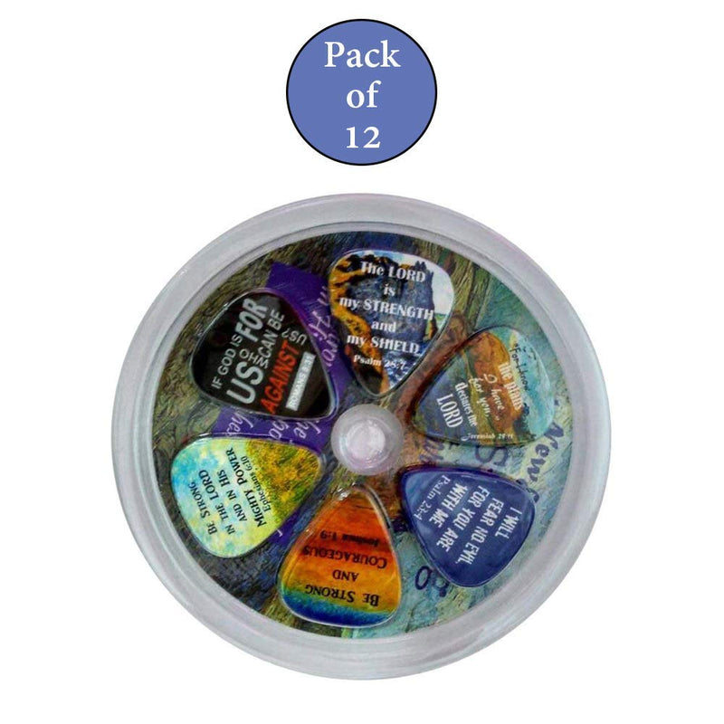 Christian Guitar Picks (12 pack)- Be Strong - Jeremiah 29:11 - Celluloid Medium - Best Stocking Stuffers for Dad Men Thanksgiving Christmas Birthday - Worship The Lord Excitedly