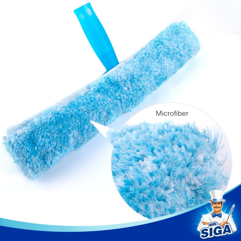 MR.SIGA Professional Window Cleaning Combo - Squeegee & Microfiber Window Scrubber, 14" 14-inch