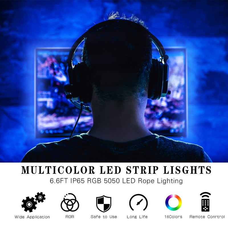 [AUSTRALIA] - LED Strip Lights TV Backlights with APP,6.6FT RGB LED Strip Lights 5050 TV Lights Kits for 24 Inch-60 Inch TV,Mirror,PC, Sync to Music for Android iOS(6.6FT) 6.6FT 