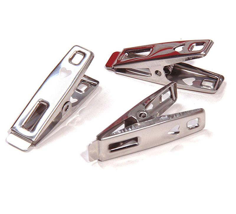 FOMMEN Stainless Steel Clothespins 80 Pack Binder Clips,Heavy Duty Clothespin，All Purpose Heavy Duty Air Tight Seal Good Grip Clips,Metal Clothes Clips for Clothes Sock Food Sealing Photos