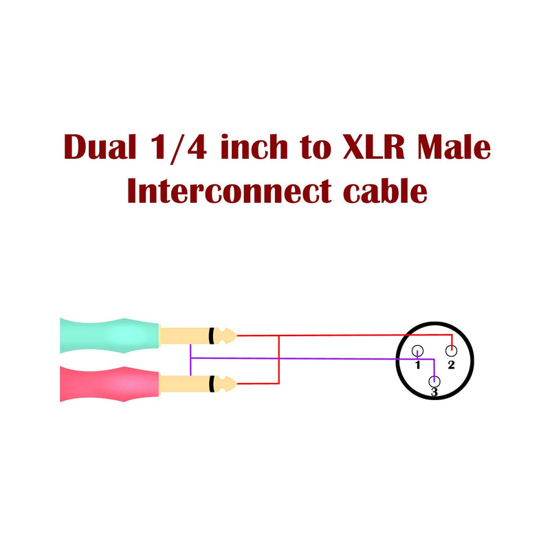 [AUSTRALIA] - SiYear XLR 3 Pin Male to Double 6.35mm 1/4" TS Male Y Splitter Cable, Dual Mono Male (1/4 inch) 6.35mm to XLR Male Plug Stereo Microphone Cables(3.3Feet) 3.3Feet 1M 
