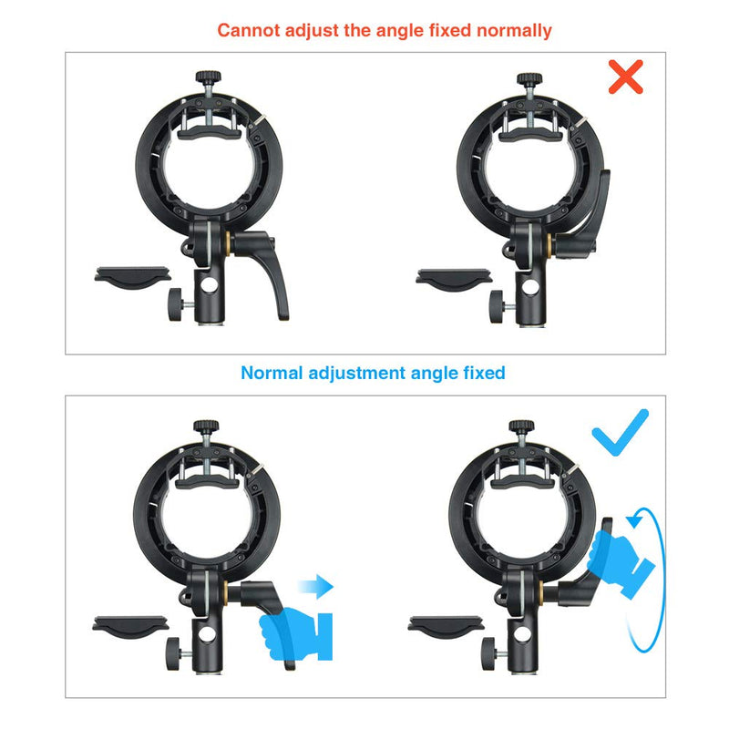 Godox S2 Speedlite S-Type Bracket Bowens Mount, for Godox V1 AD200Pro AD400Pro AD200 V860II TT685 TT600 TT350, Precise Tilt Control, Large Handle, Integrated Umbrella Mount