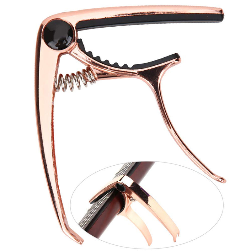 Guitar Capo Clamp,Key Tuner Zinc Alloy for Folk Guitar For 4‑6 String Guitar, Bass, Ukulele(rose gold) rose gold