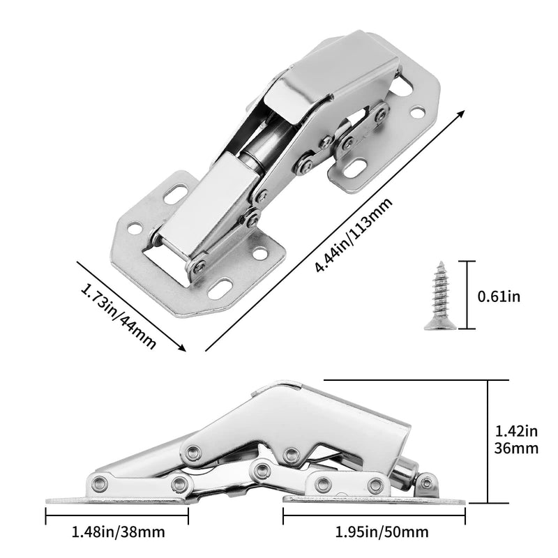 4 Pcs Soft Close Damping Hinges, Concealed Kitchen Cabinet Hinges, Frameless Hidden Hinges for Cupboard Door, Easy Installation Surface Mount Hinges with 32pcs Stainless Steel Screws, 90 Degree