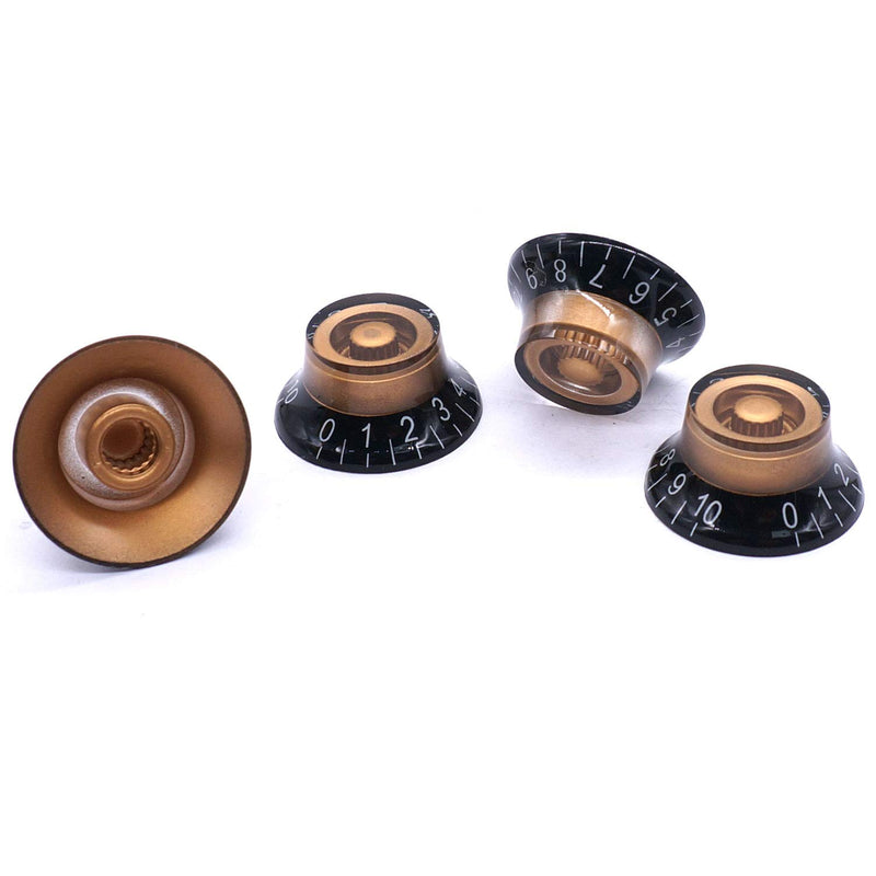 Taiss 4Pcs Amber Top Hat Bell Style Knobs Electric Guitar Bass Speed Volume Tone Control Knobs Fits 6mm/0.24" Rotary Shaft Musical Instruments And Radios Parts Replacement KNOB-S33