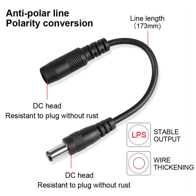 Mr.Power Reverse Polarity Converter Cable 5.5 X 2.1 for Keyboard Guitar Effect Pedal (1 pcs) 1 pcs