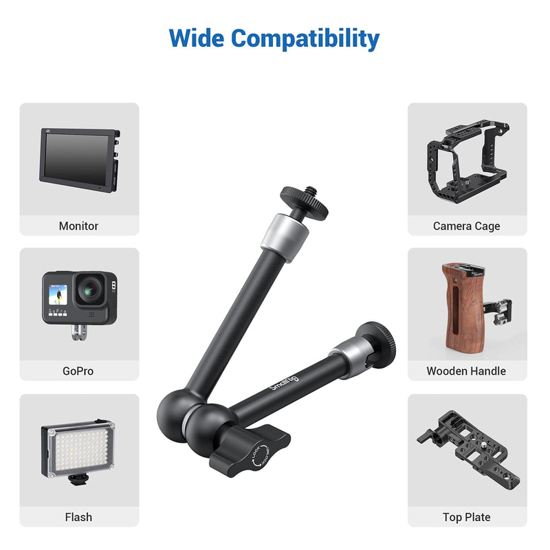 SMALLRIG 9.5 inch Adjustable Articulating Magic Arm with Both 1/4" Thread Screw for LCD Monitor/LED Lights - 2066