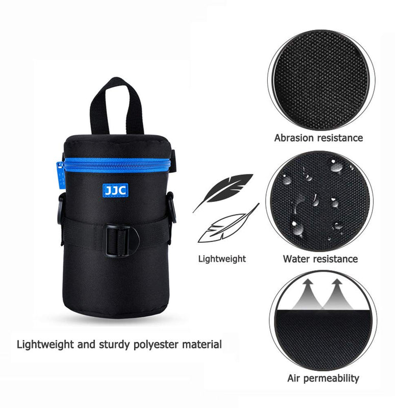 JJC Camera Lens Pouch Case for Canon RF 85mm EF-S 55-250mm EF 24-70mm Nikon Nikkor AF 70-300mm and More, Zipper Polyester Lens Protective Bag Interior Size 3.15x6.69” L