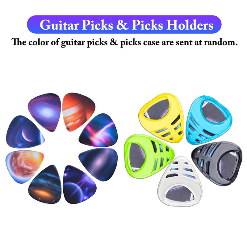Olycism Guitar Picks 15pcs with 2pcs Pick Holders Guitar Plectrums for Electric Acoustic Bass Guitar including 0.46mm 0.71mm 0.96mm Picks