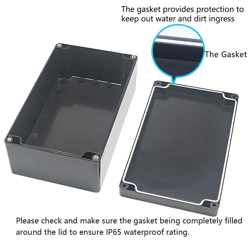 Zulkit Waterproof Plastic Project Box ABS IP65 Electrical Junction Box Enclosure Black 7.87 x 4.72 x 2.95 inch (200 x 120 x 75mm) 7.87" x 4.72" x 2.95"(Pack of 1)