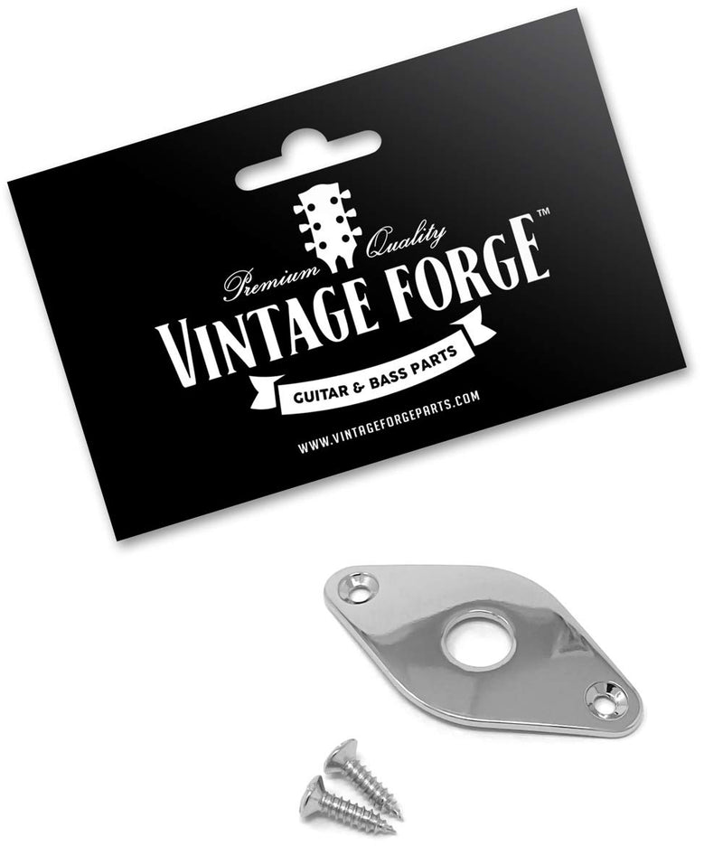 [AUSTRALIA] - Vintage Forge Diamond Jack Plate for Guitar and Bass Chrome with Screws Curved Metal Jackplate JPD40-CHR 