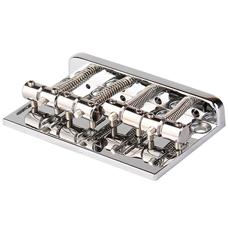 Musiclily Fixed Hardtail Bass Bridge for 4-String Fender Precision Bass and Jazz Bass, Chrome