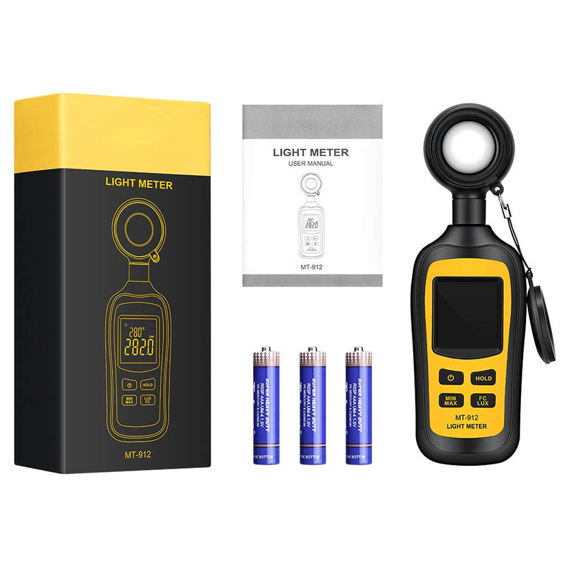 [AUSTRALIA] - Light Meter Digital Illuminance Meter Handheld Ambient Temperature Measurer, Range up to 200,000 Lux, Luxmeter with 4 Digit Color LCD Screen 