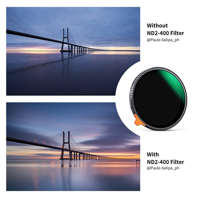 K&F Concept 49mm Variable ND Filter ND2-ND400 (1-9 Stops) with Putter HD 28 Multi-Layer Coatings Import AGC Glass Adjustable Neutral Density Filter for Camera Lens