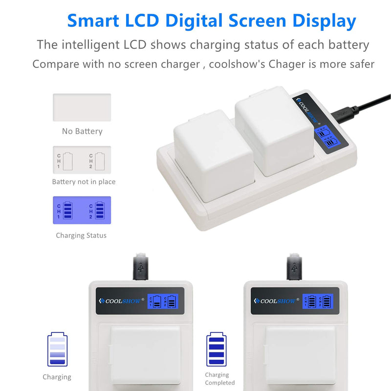 COOLSHOW Rechargeable Battery Replacement 2 Pack for Arlo Pro,Arlo Pro 2 (VMA4400) and LCD Dual Arlo Battery Charger Compatible with Arlo Pro,Arlo Pro 2,Arlo Go and Arlo Security Light Battery