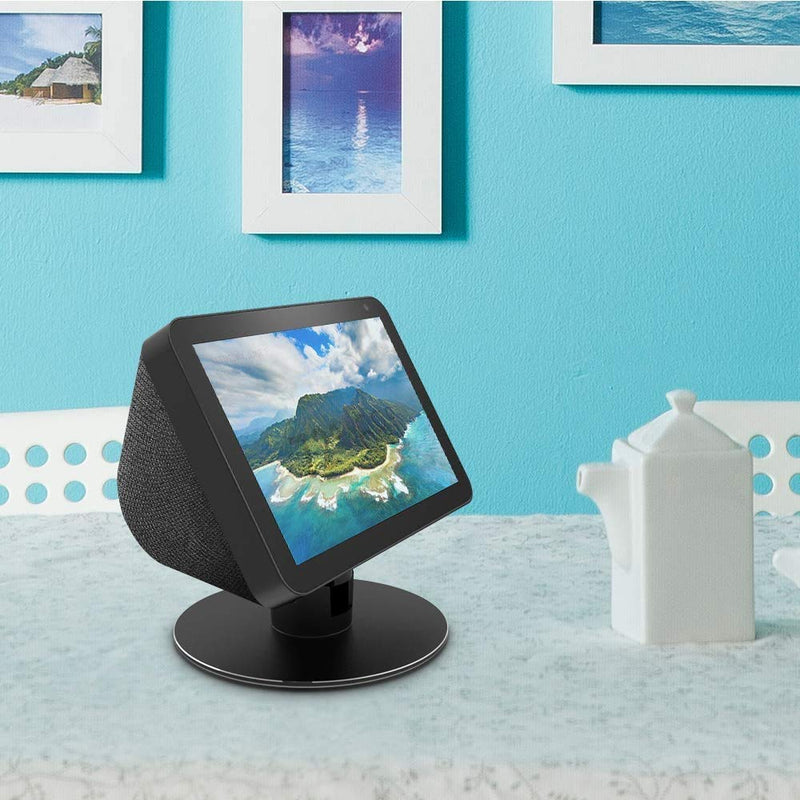 Echo Show 8 Adjustable Aluminum Swivel Stand, eight rare-earth magnets on the top stand for Amazon Echo Show 8, Horizontal 360 Rotation Longitudinal Angle Change Base Black ES012-01