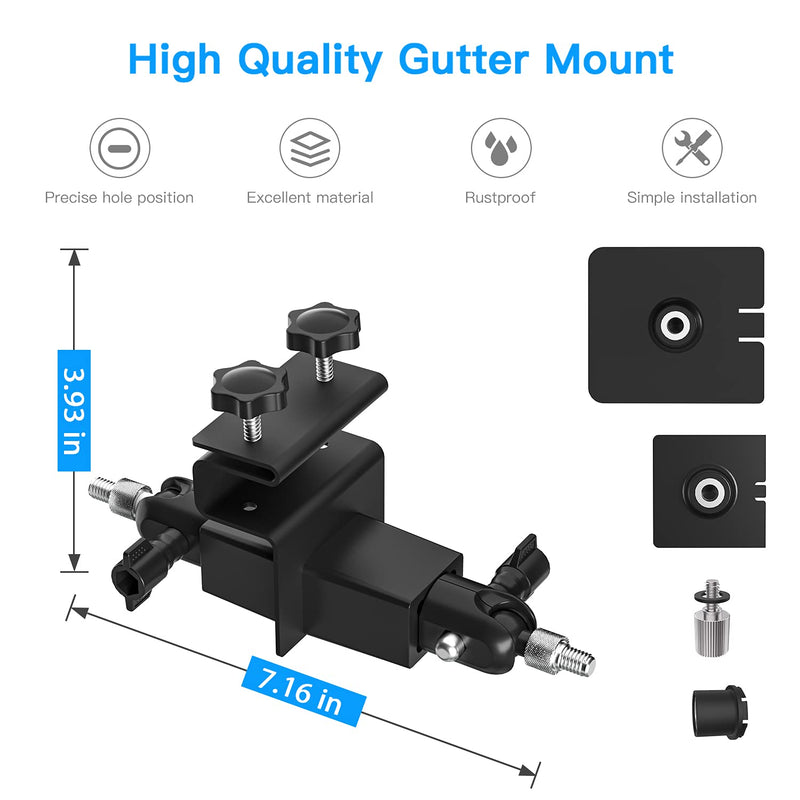 [AUSTRALIA] - HOLACA 2-in-1 Weatherproof Gutter Mount for Ring Solar Panel, Spotlight Cam Battery and Stick Up Cam Battery Outdoor Mount Accessories for Ring Solar Panel (Black) Black 