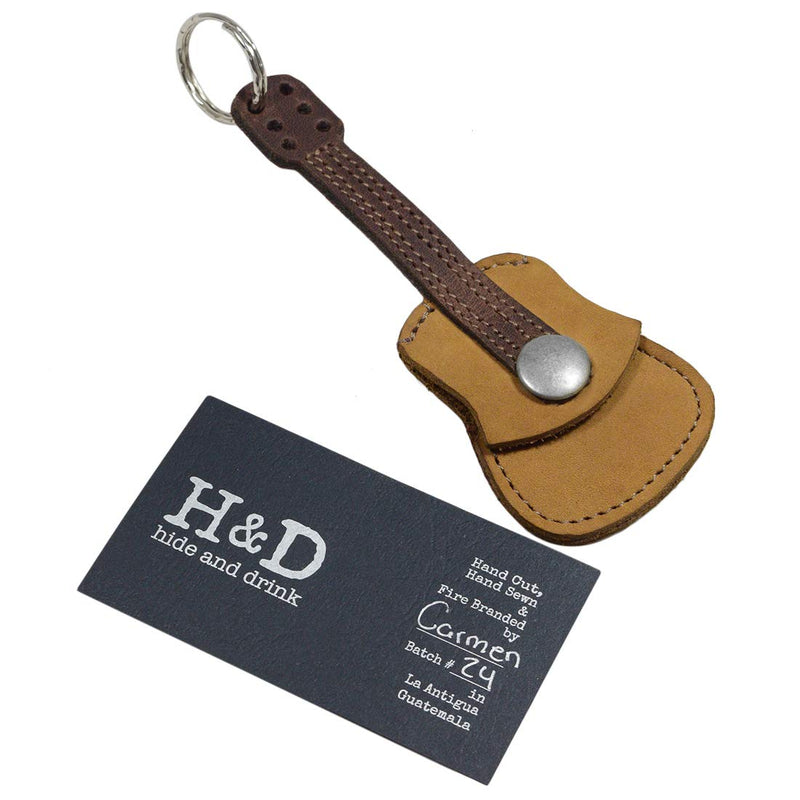 Hide & Drink, Leather Guitar Pick Holder Keychain, Picks Case Instrument Gifts Ideas for Musicians, Handmade Includes 101 Year Warranty :: Old Tobacco