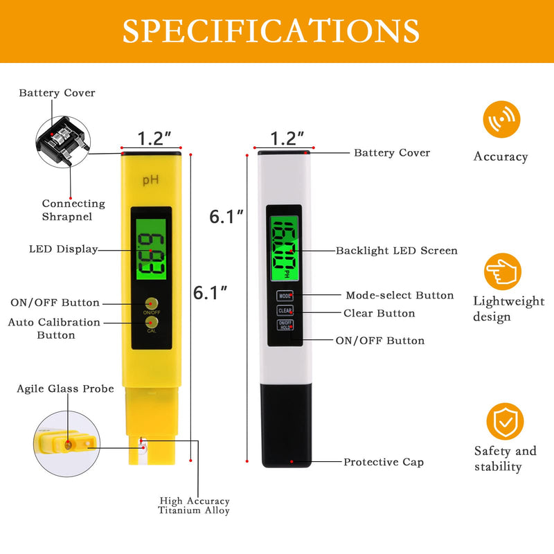 PH Meter, TDS PPM Meter, Soil PH Tester, welltop 3-in-1 Soil Humidity/Light/pH Tester Combo Upgraded High Accuracy PH/EC Digital Kit PH Light Humidity Test for Home Pool Water and Garden Farm Soil Use